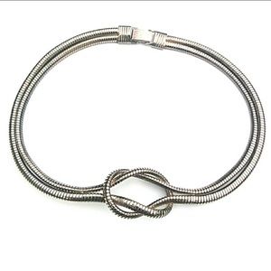 Vintage double layer Silvertone flex choker collar